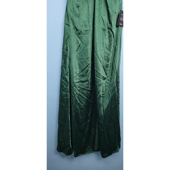 Perfect Refinement Emerald Satin Sleeveless Pleated Maxi Dress NWT Size X-Small - Picture 9 of 14